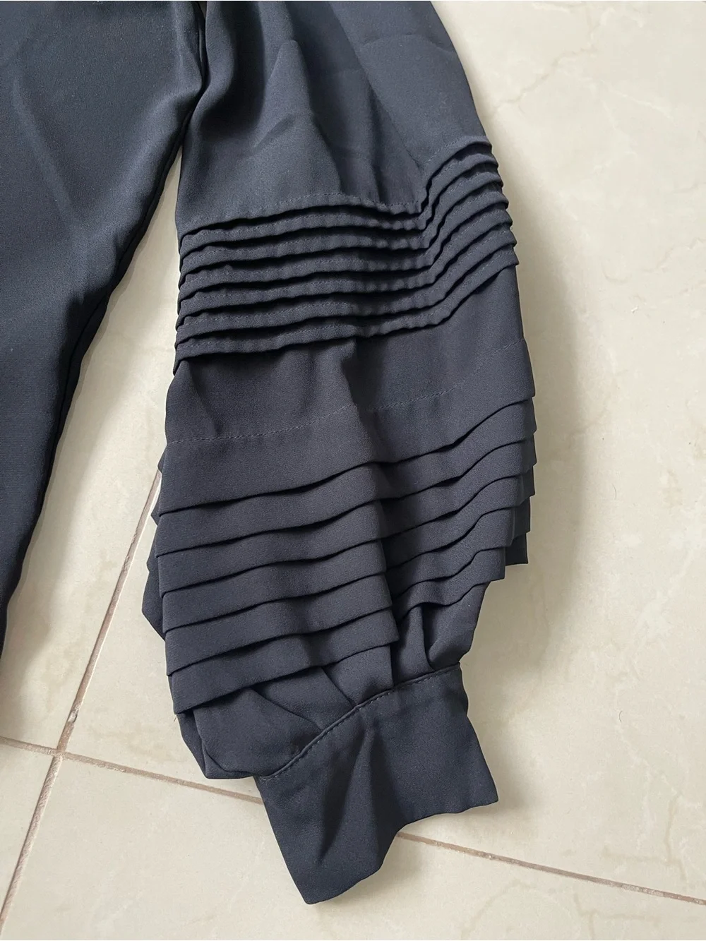 Louis Vuitton Uniform Black Long Sleeve Pleated Cuff Button-Up Blouse